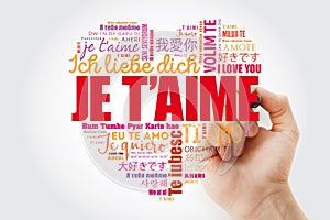 Je tÃ¢â¬â¢aime I Love You in French word cloud photo